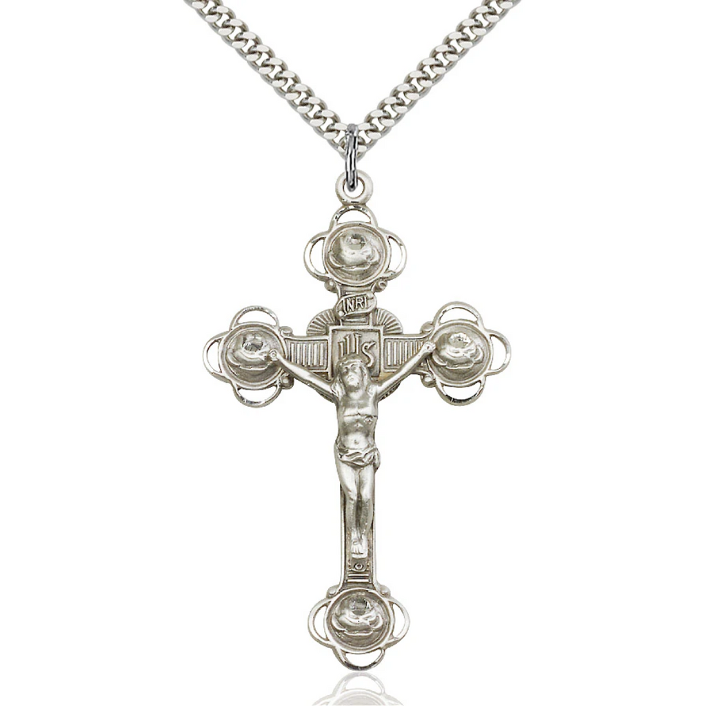 Crucifix Necklace Sterling Silver 24"