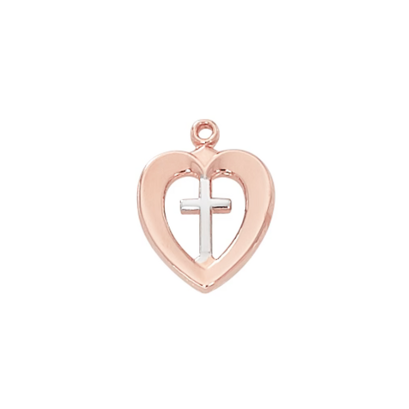 Two-Tone Cross Necklace - Rose-Gold over Sterling