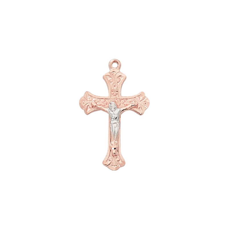 Crucifix Necklace - Rose-Gold over Sterling