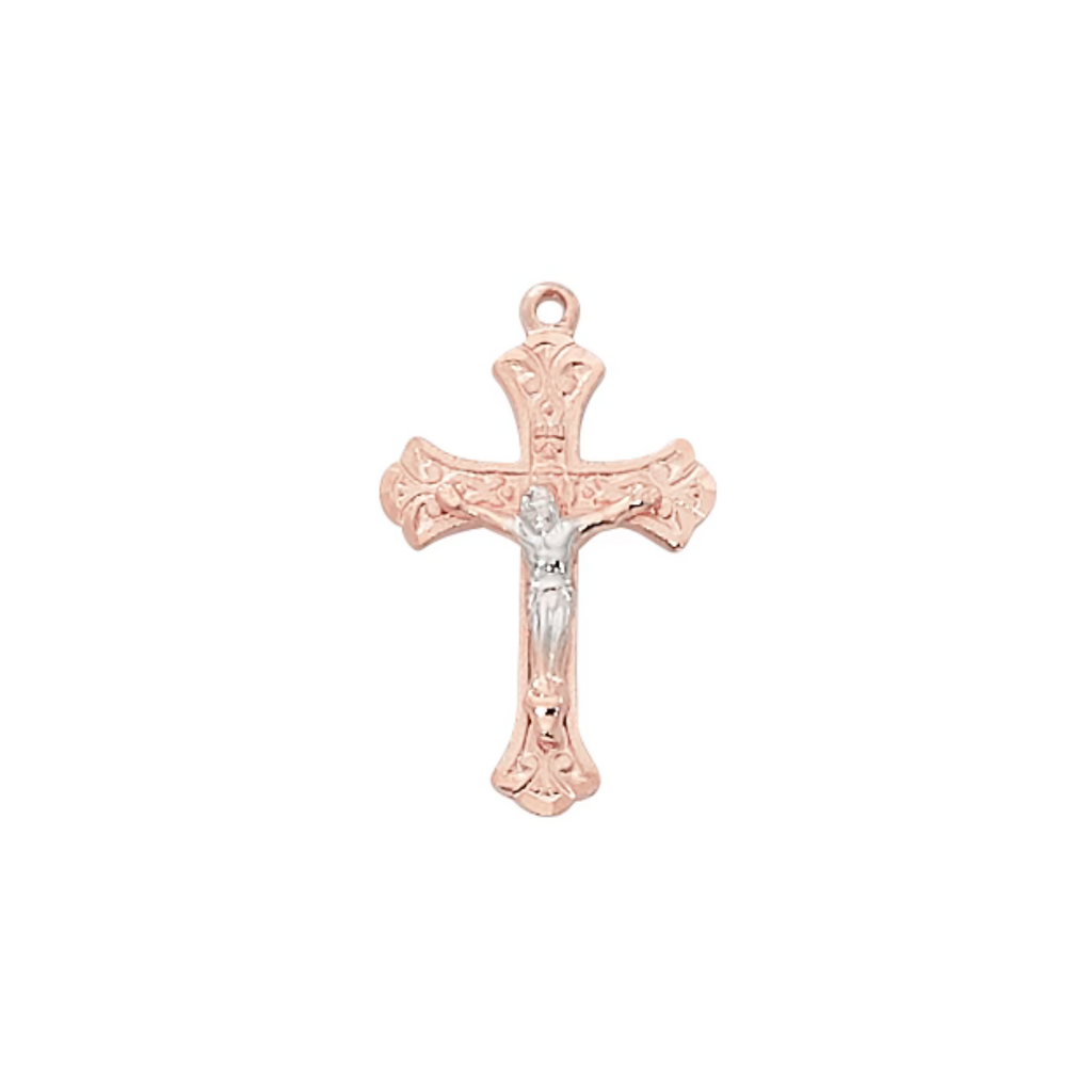 Crucifix Necklace - Rose-Gold over Sterling