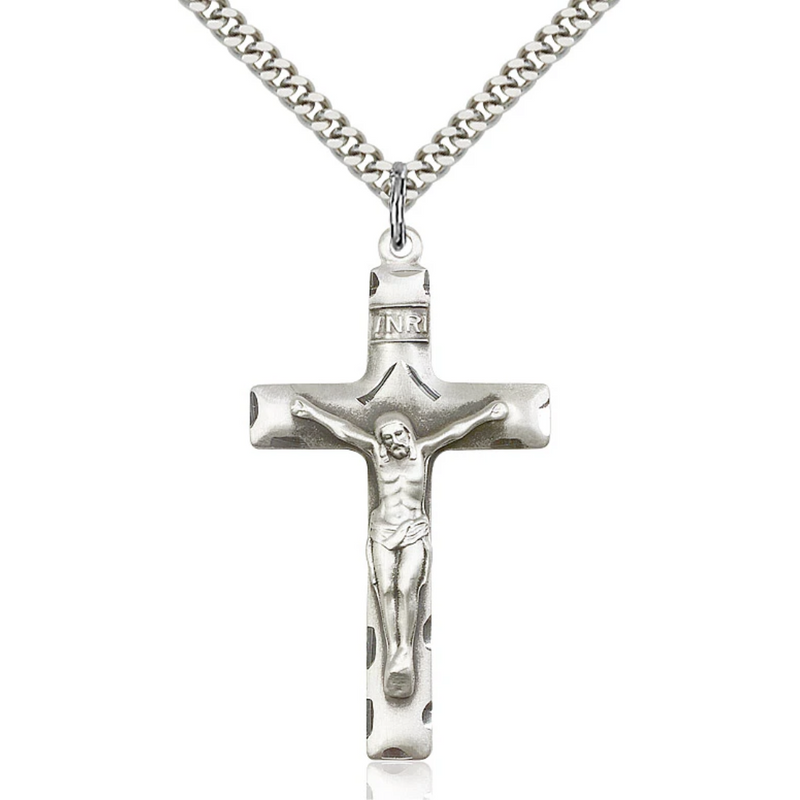 Crucifix Necklace Sterling Silver 24"