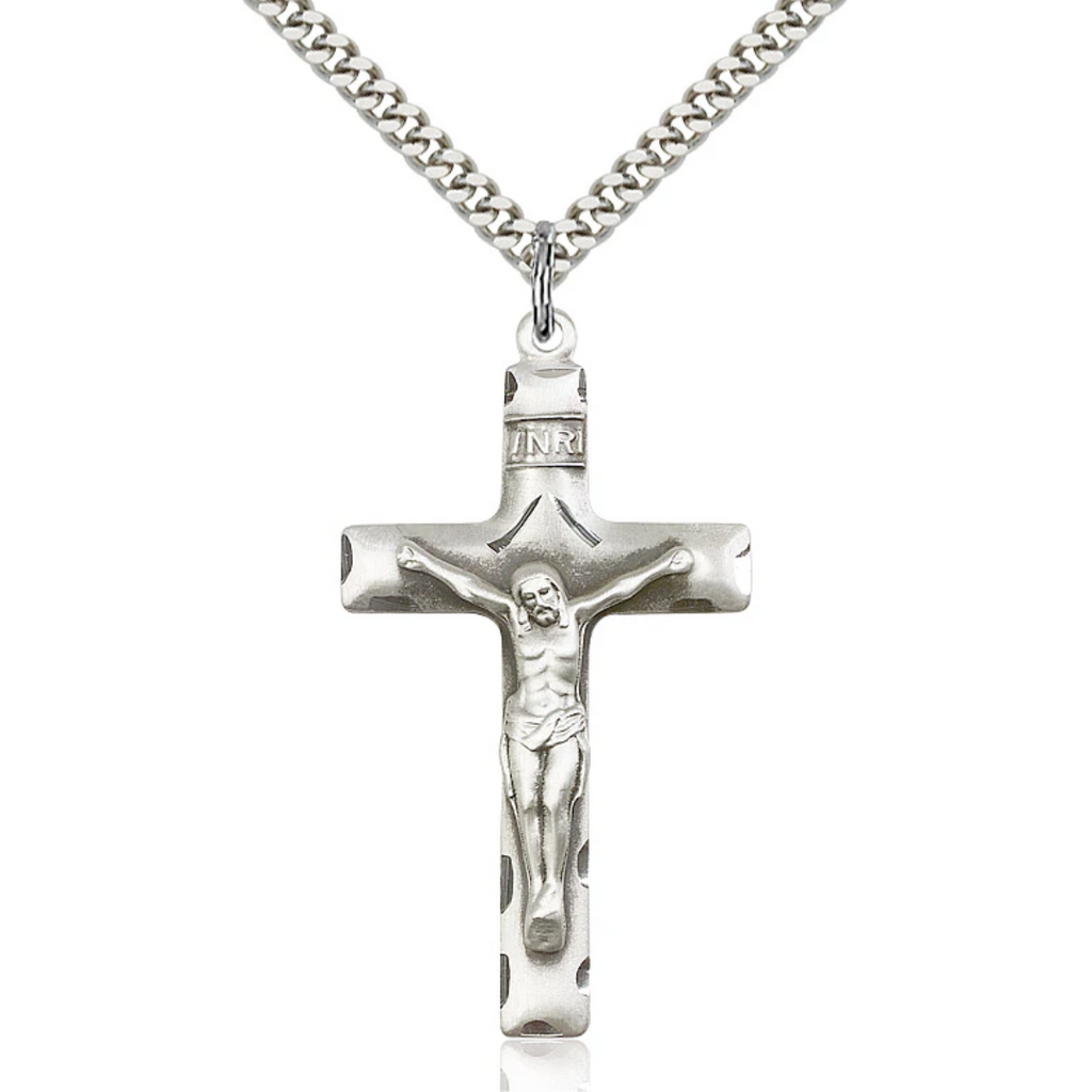 Crucifix Necklace Sterling Silver 24"