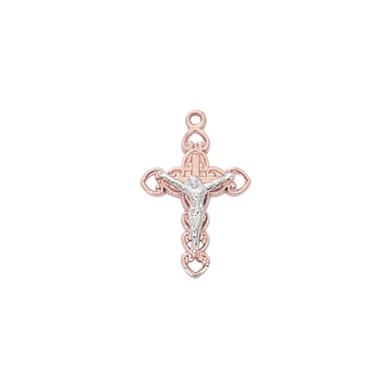 Two-Tone Crucifix Necklace on 18" Chain
