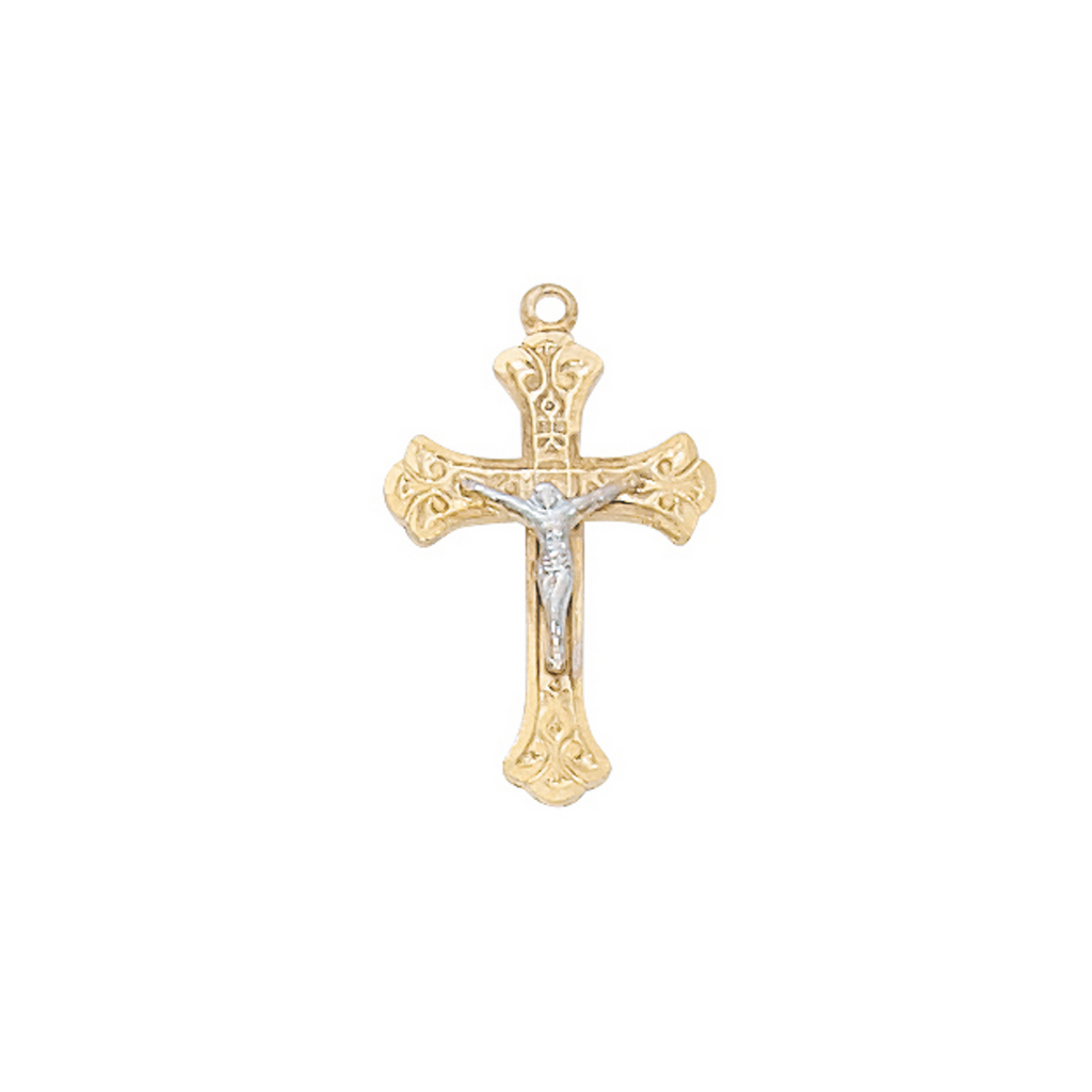 Two-Tone Crucifix Necklace - Gold over Sterling