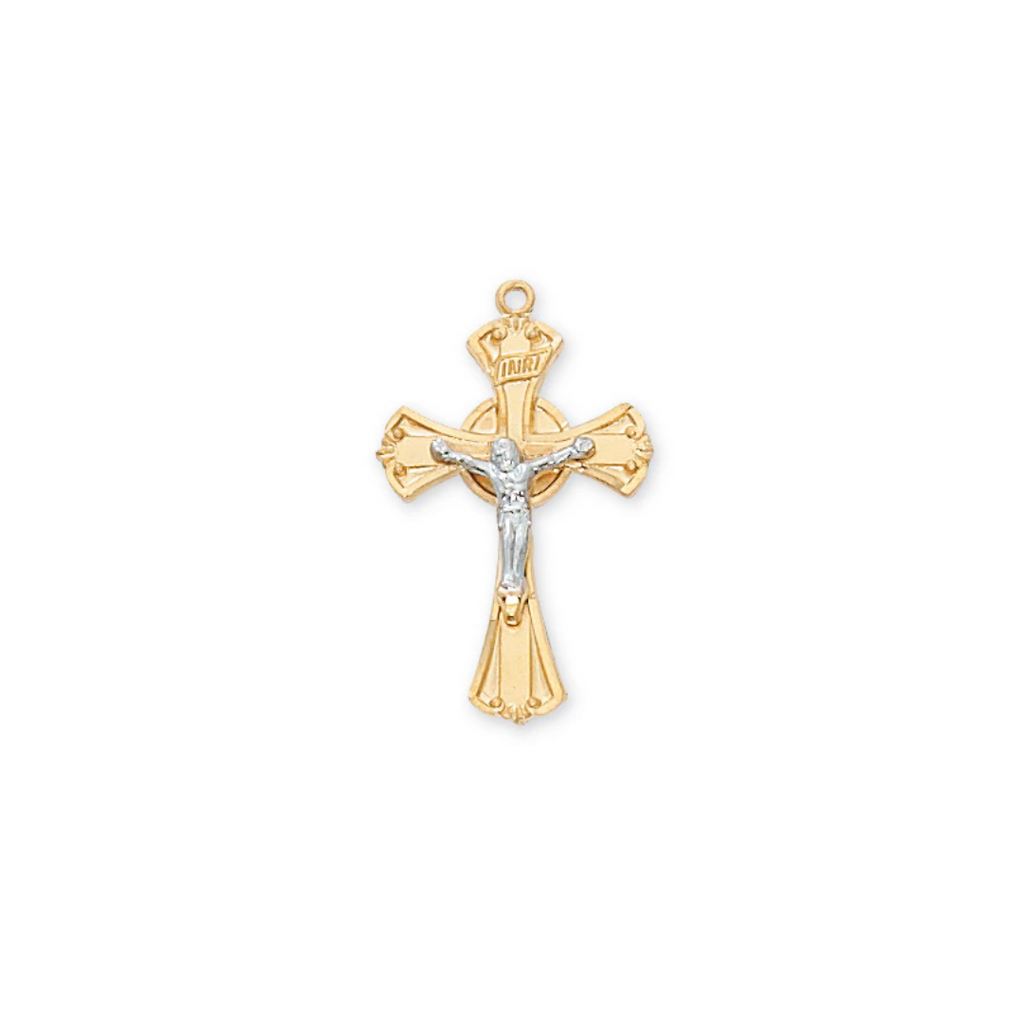 Two-Tone Crucifix Necklace - Gold over Sterling