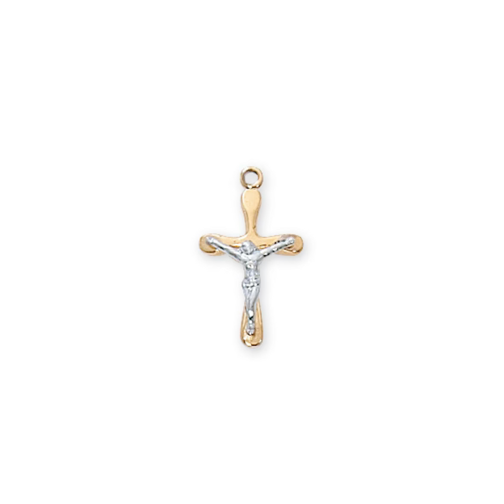 Two-Tone Crucifix Necklace - Gold over Sterling