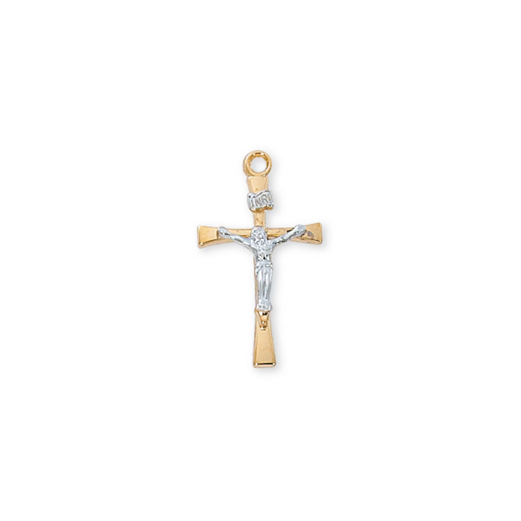 Two-Tone Crucifix Necklace - Gold over Sterling