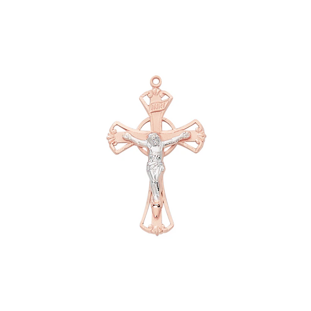 Crucifix Necklace - Rose-Gold over Sterling