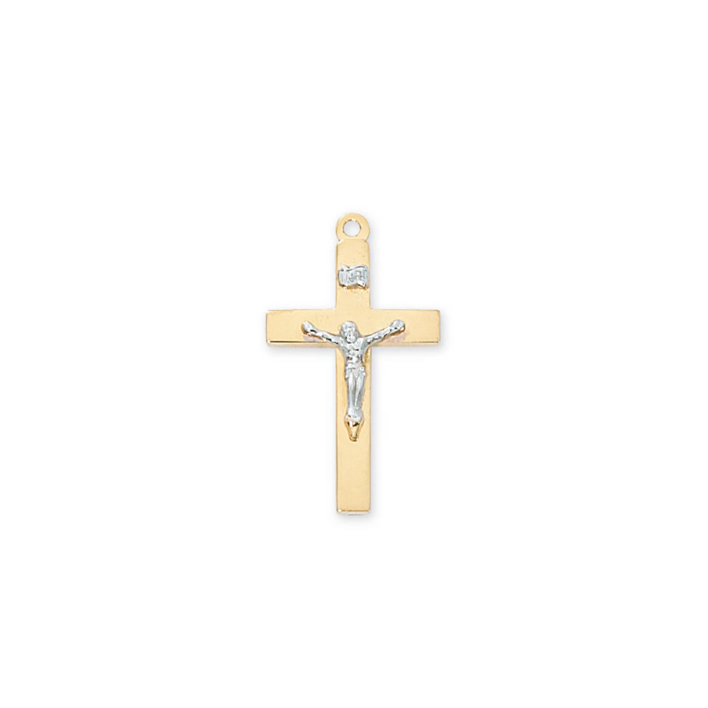 Two-Tone Crucifix Necklace - Gold over Sterling