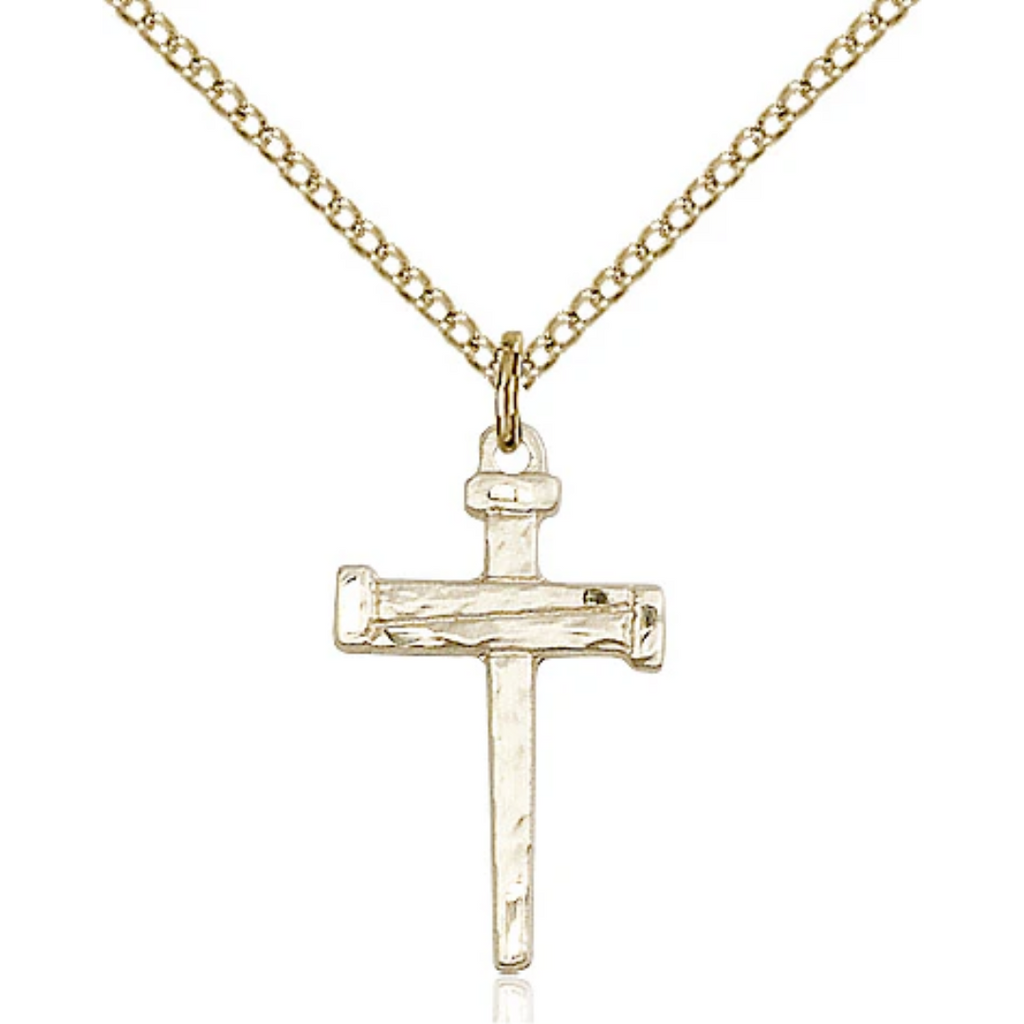 Nail Cross Necklace Gold Filled 18"