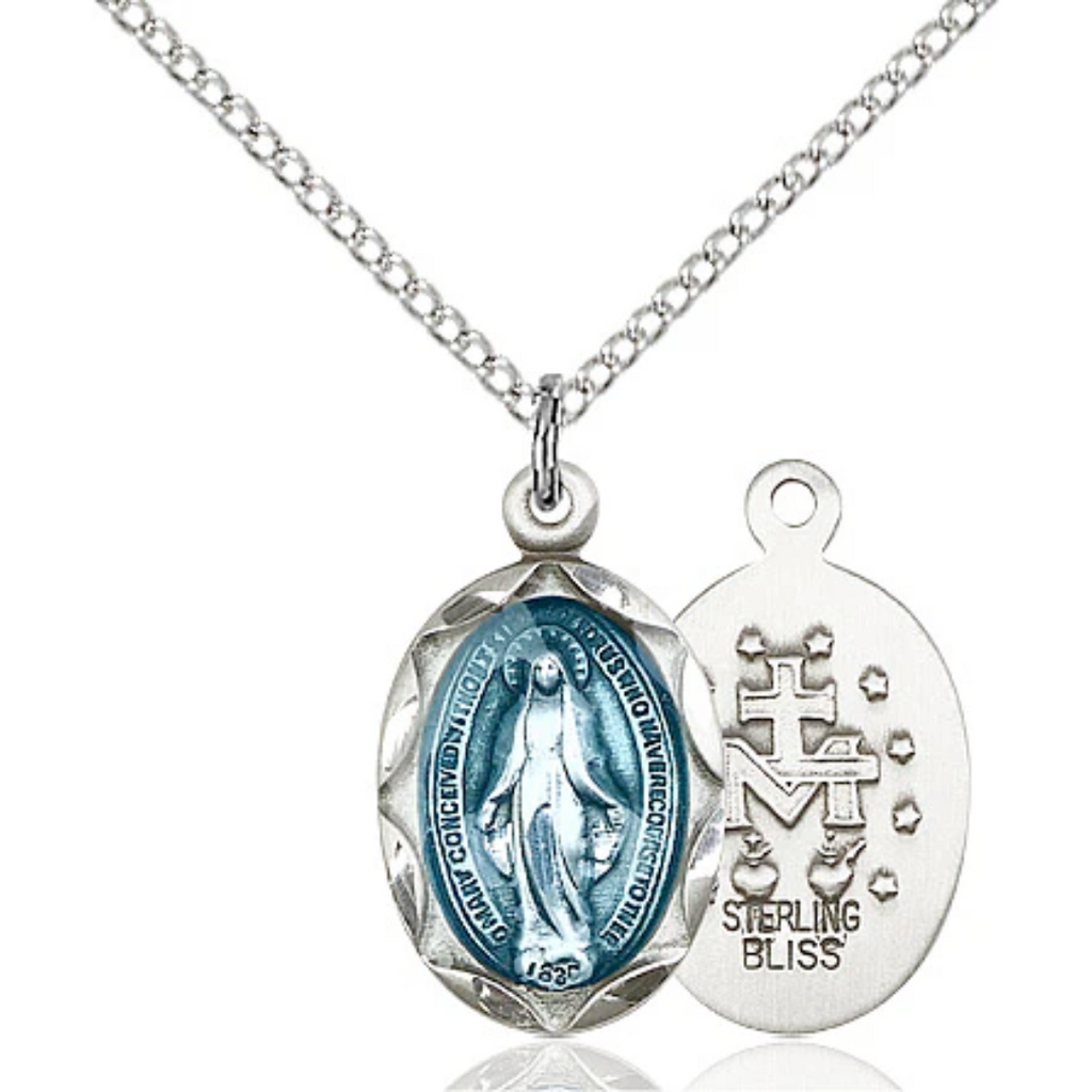 Miraculous Medal Sterling Silver 18"