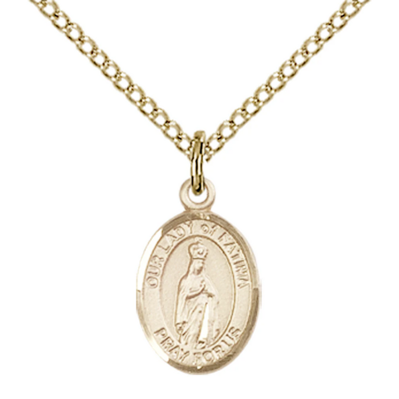 Our Lady of Fatima Necklace Sterling or Gold - 18" Chain | Bliss