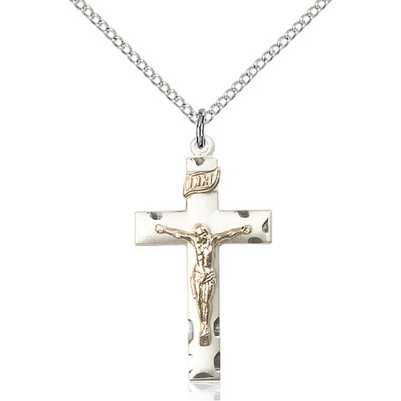 Crucifix Necklace Two-Tone 18"