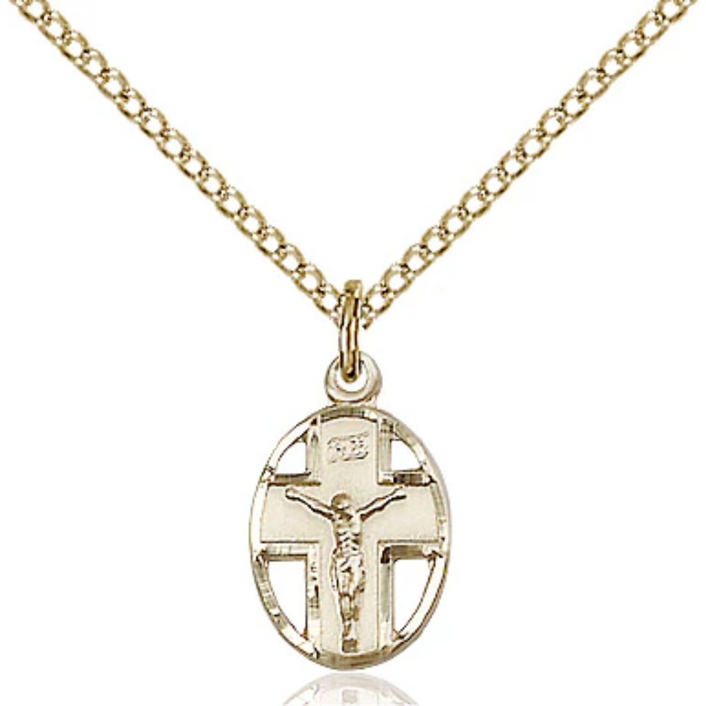 Crucifix Pendant Necklace Gold Filled 18"
