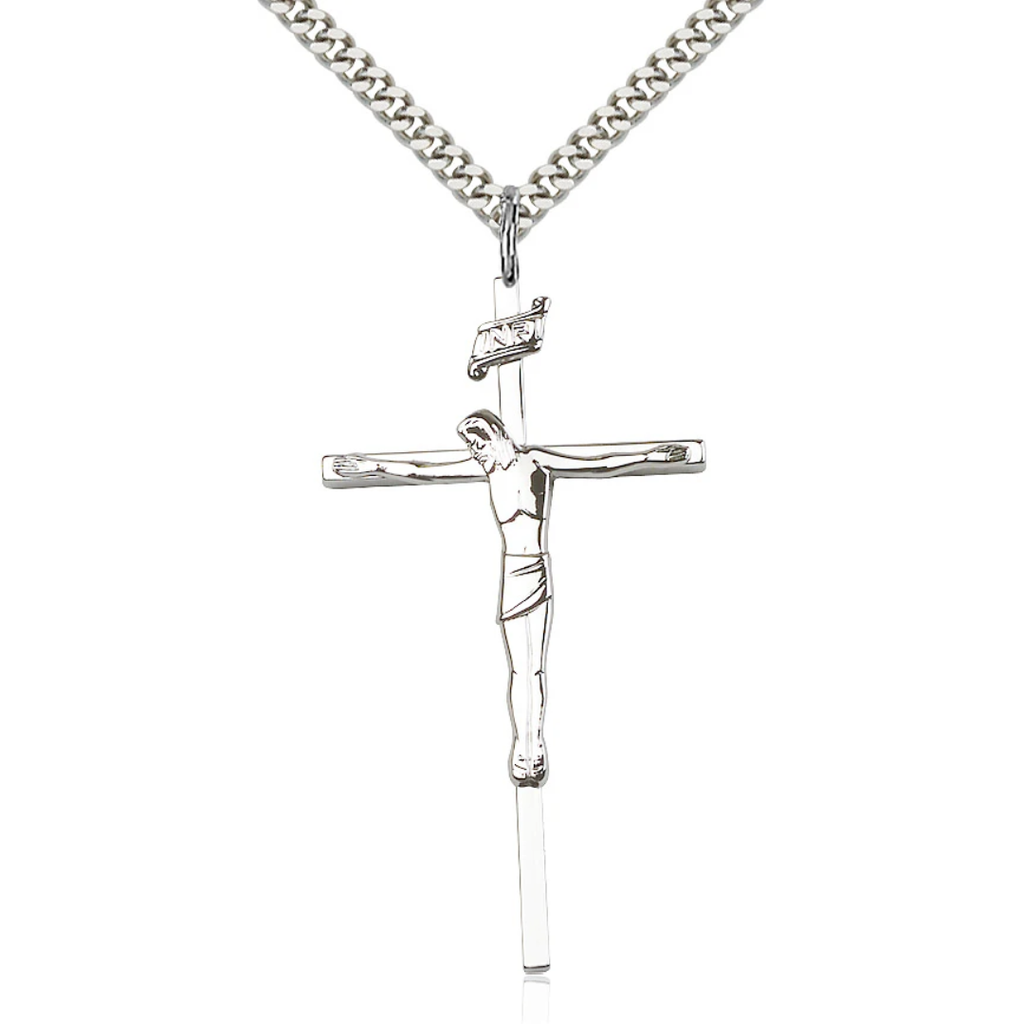 Crucifix Necklace Sterling Silver 24"
