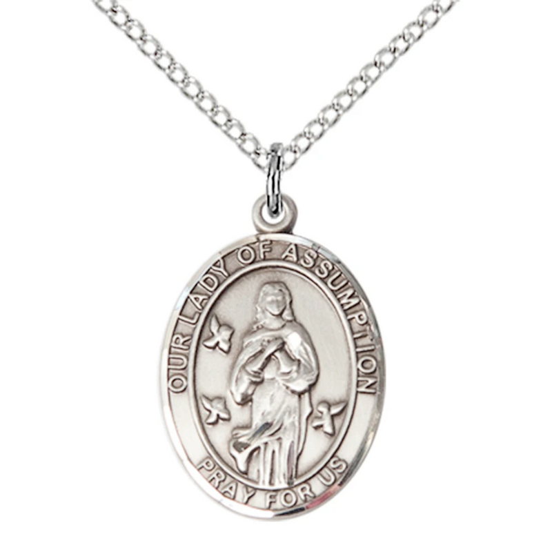 Our Lady of Assumption Necklace Sterling Silver 18"