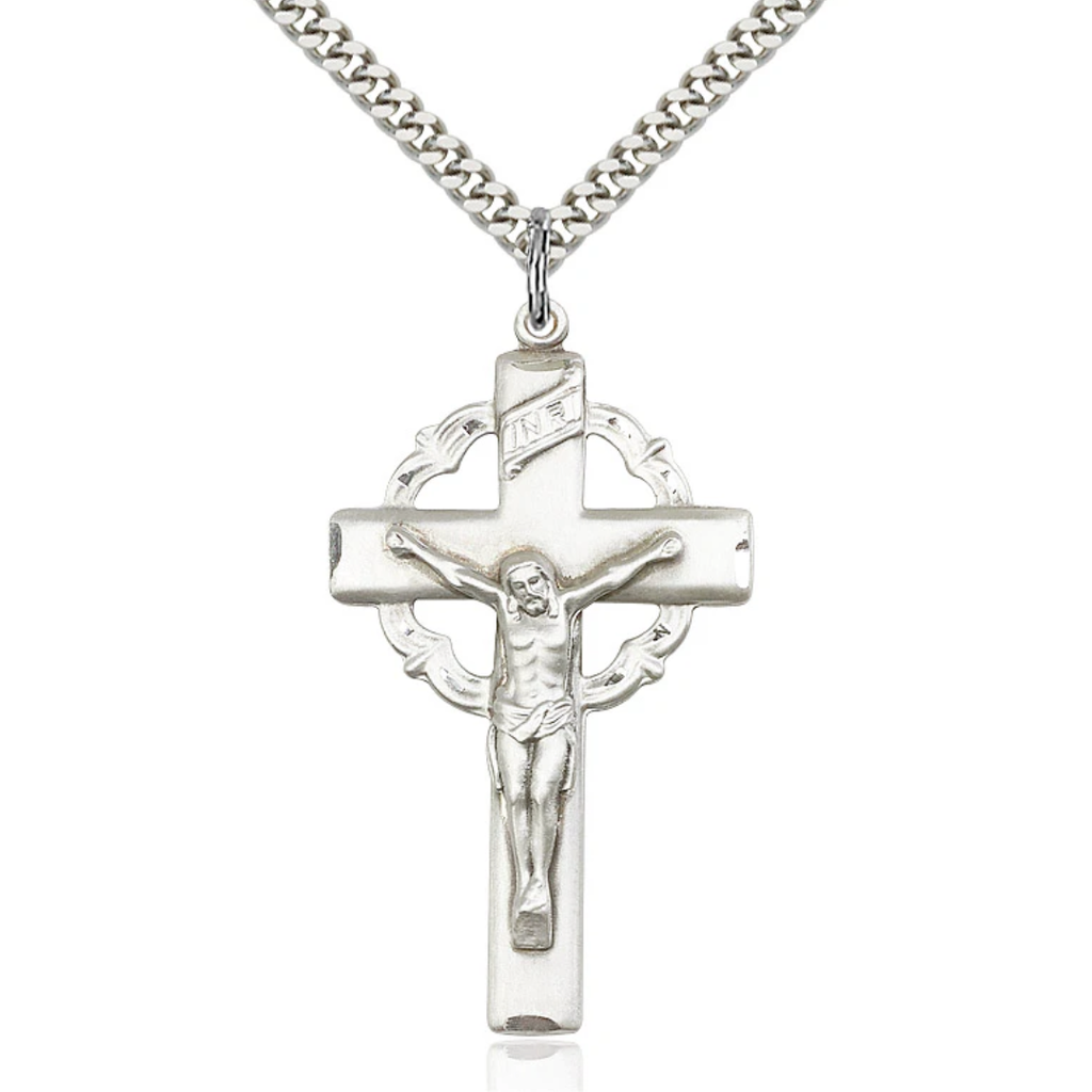 Crucifix Necklace Sterling Silver 24"