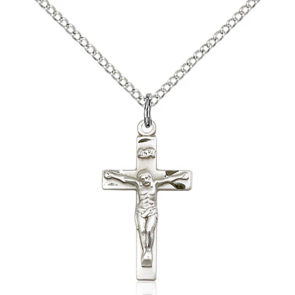 Crucifix Necklace Sterling Silver 18"