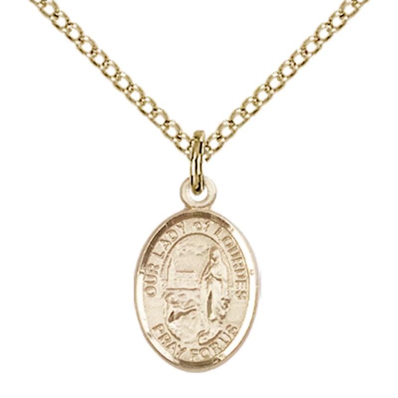 Our Lady of Lourdes Necklace Sterling or Gold - 18" Chain | Bliss