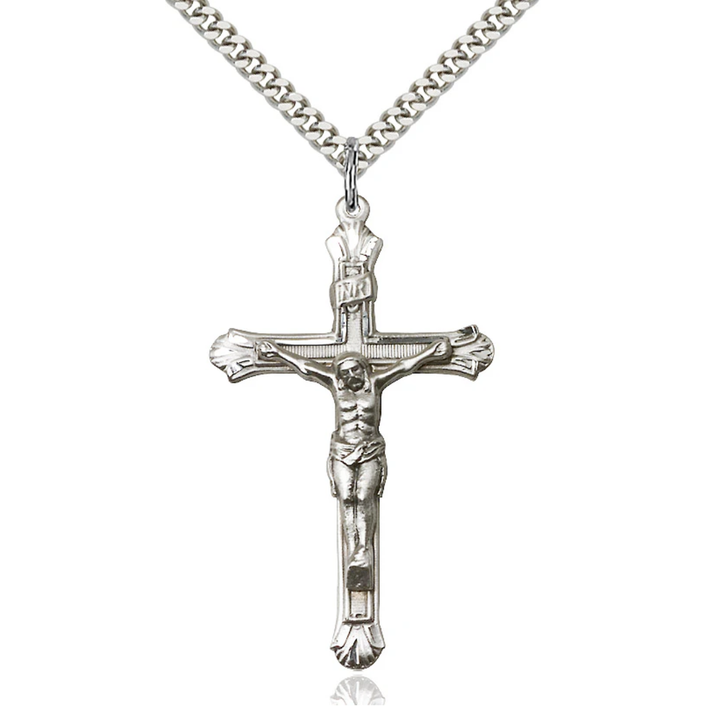 Crucifix Necklace Sterling Silver 24"