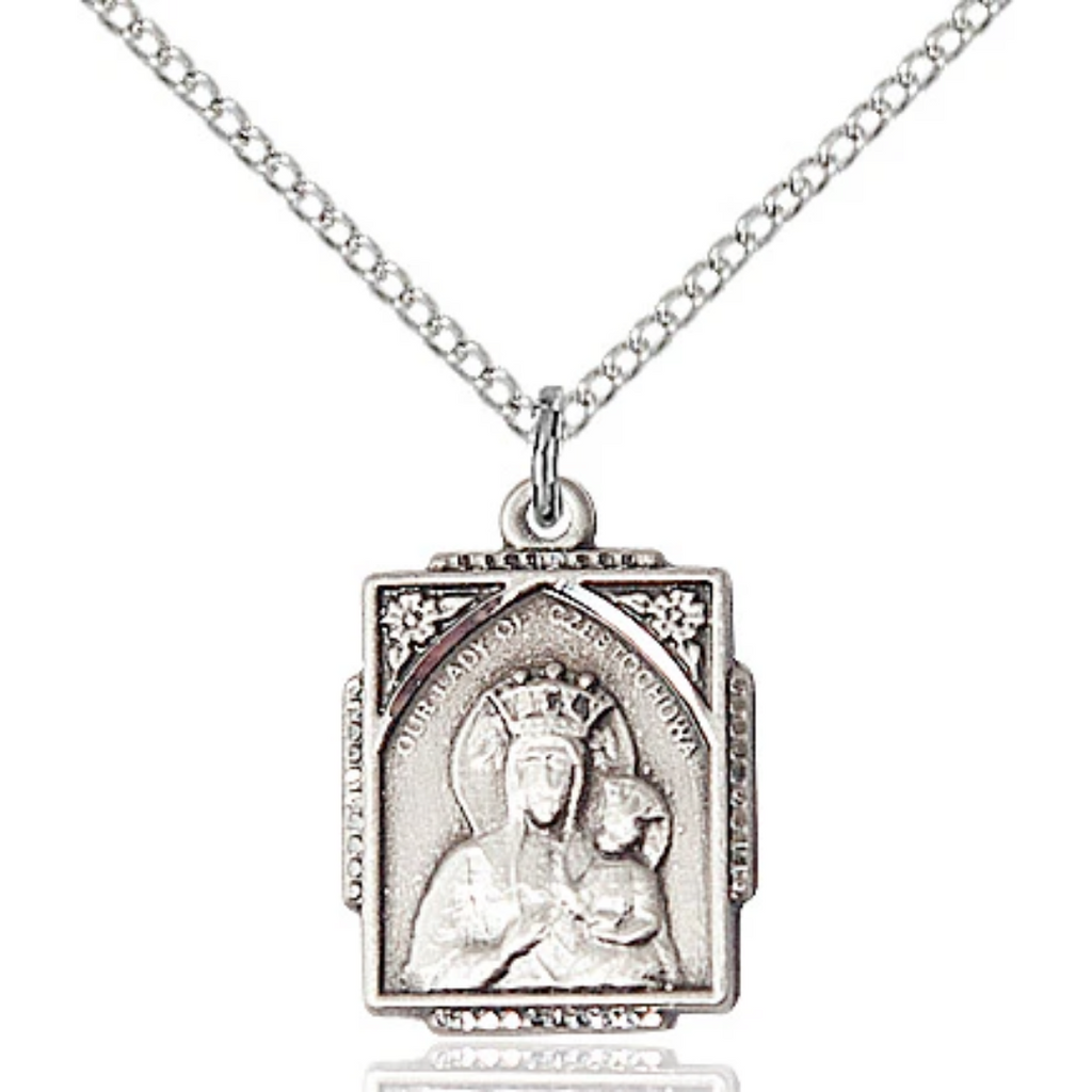 Our Lady of Czestochowa Medal Sterling Silver 18"