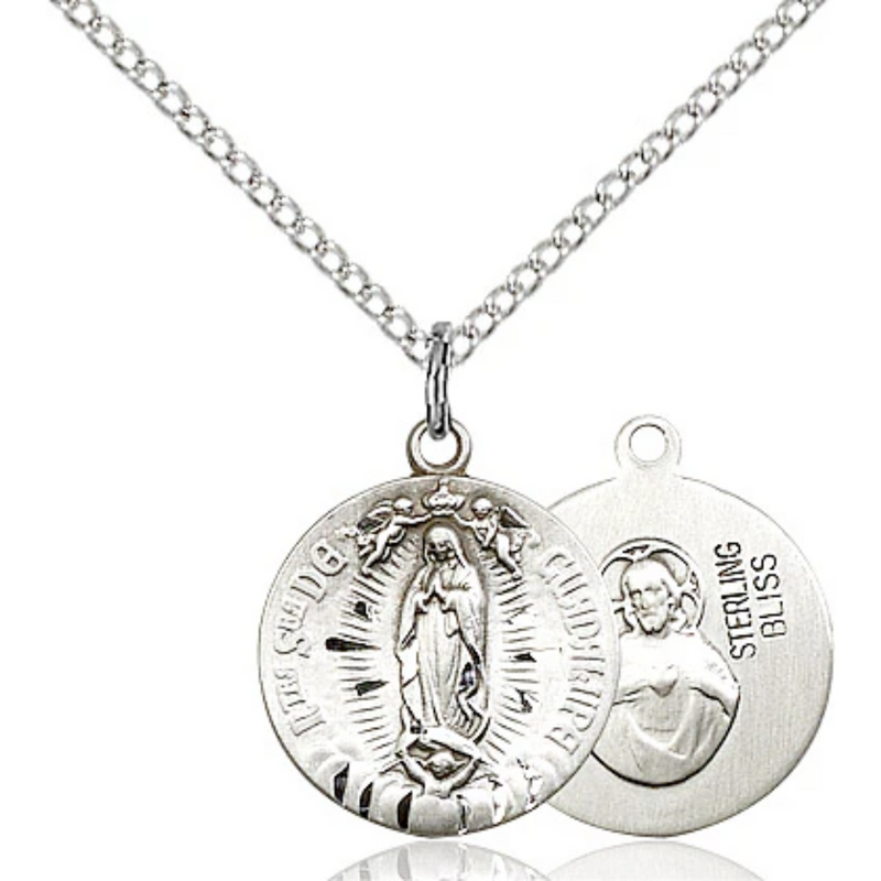 Our Lady of Guadalupe Necklace Sterling Silver 18"
