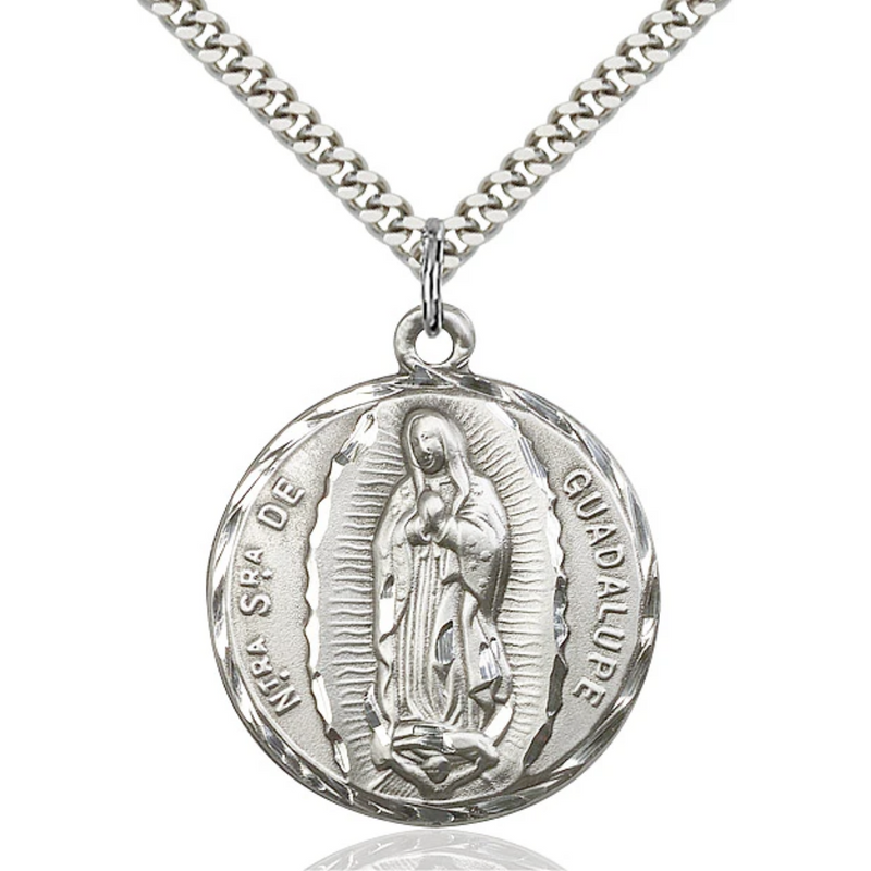 Our Lady of Guadalupe Necklace Sterling Silver 24"