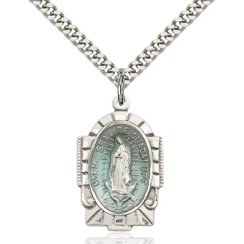 Our Lady of Guadalupe Medal Sterling Silver 24"