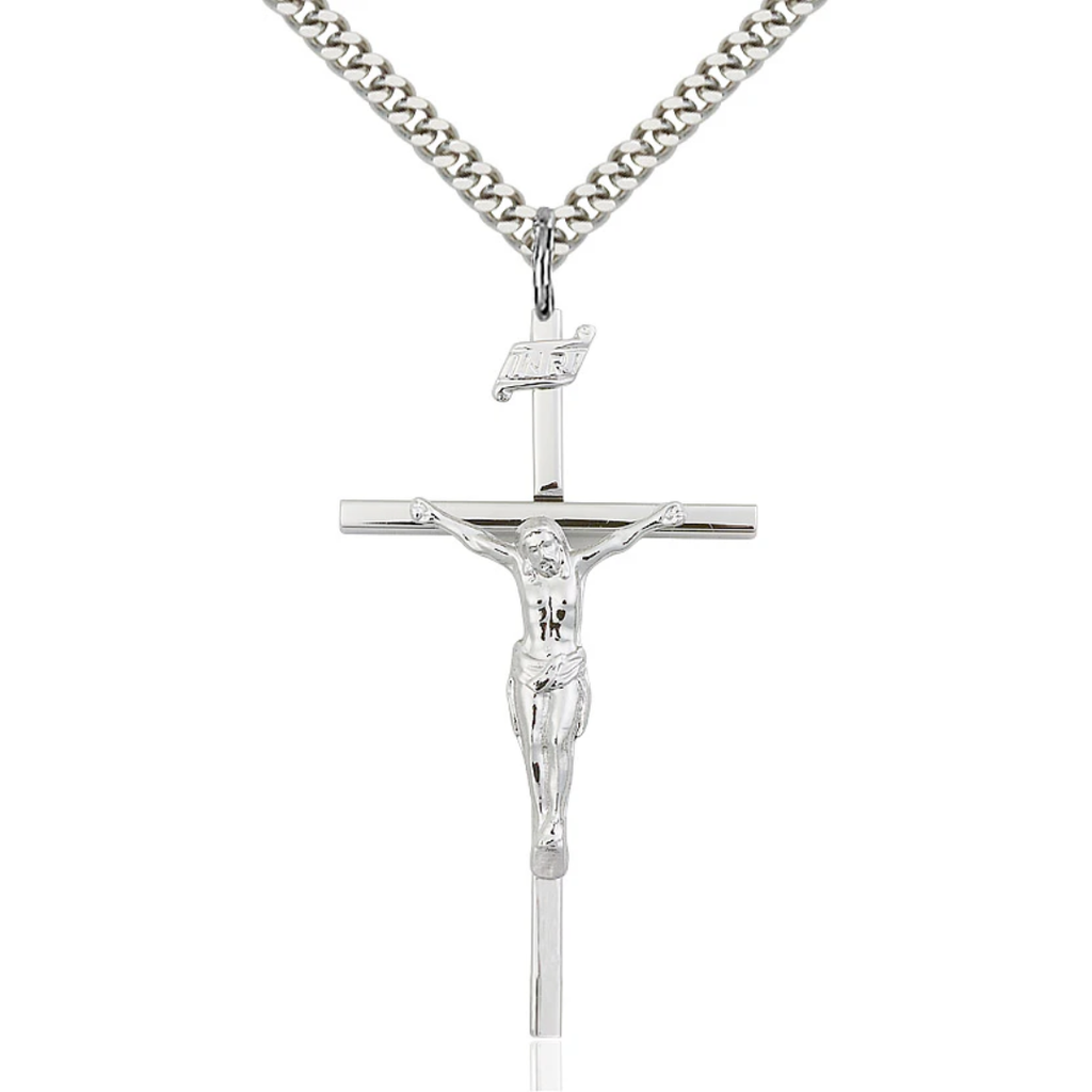 Crucifix Necklace Sterling Silver 24"