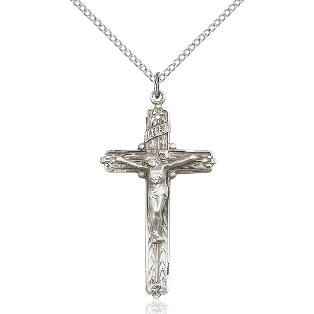Crucifix Necklace Sterling Silver 18"