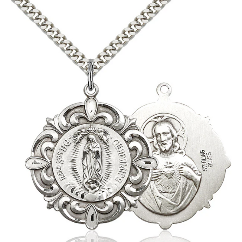 Our Lady of Guadalupe Necklace Sterling Silver 24"