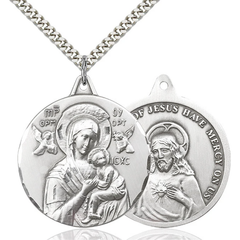 Our Lady of Perpetual Help Medal Sterling Silver 24"