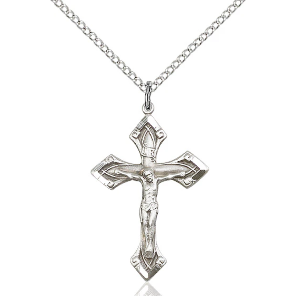 Crucifix Necklace Sterling Silver 18"