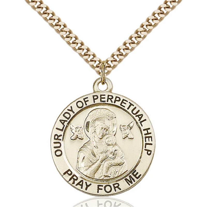Our Lady of Perpetual Help Necklace Gold Filled 24"