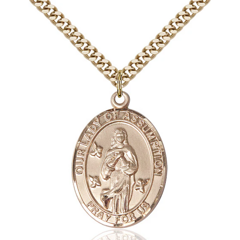 Our Lady of Assumption Necklace Gold Filled 24"
