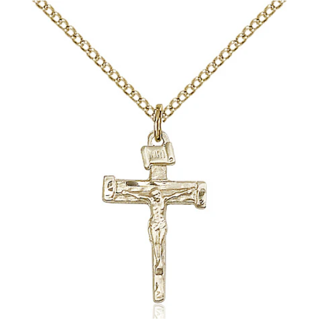 Nail Crucifix Necklace Gold Filled 18"
