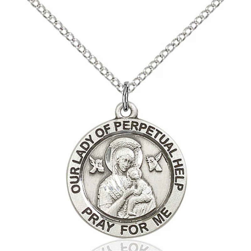 Our Lady of Perpetual Help Necklace Sterling Silver 18"