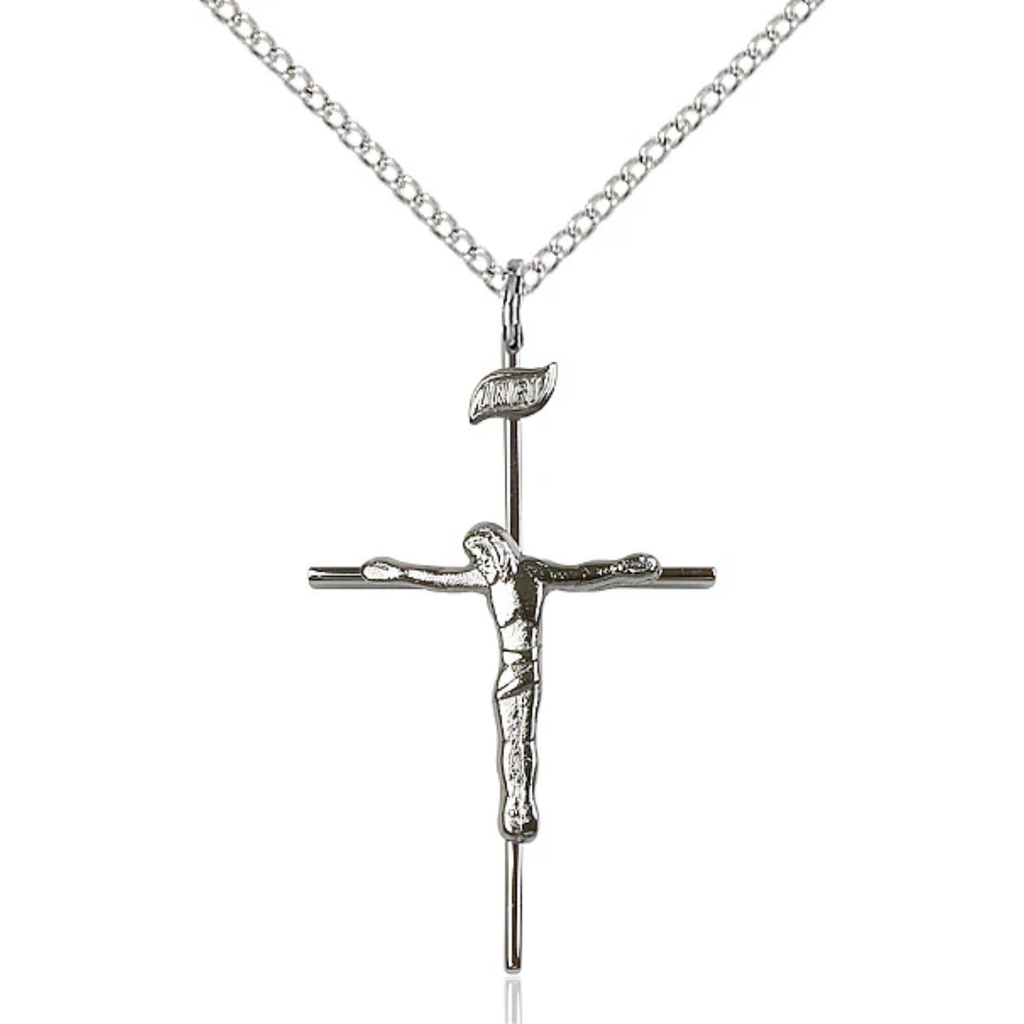 Crucifix Necklace Sterling Silver 18"