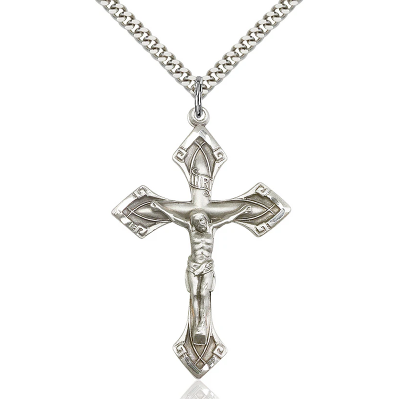 Crucifix Necklace Sterling Silver 24"