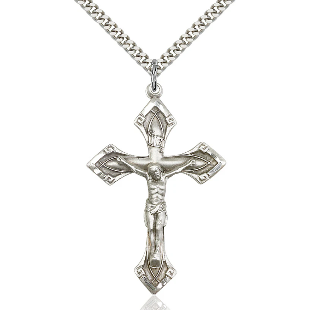 Crucifix Necklace Sterling Silver 24"