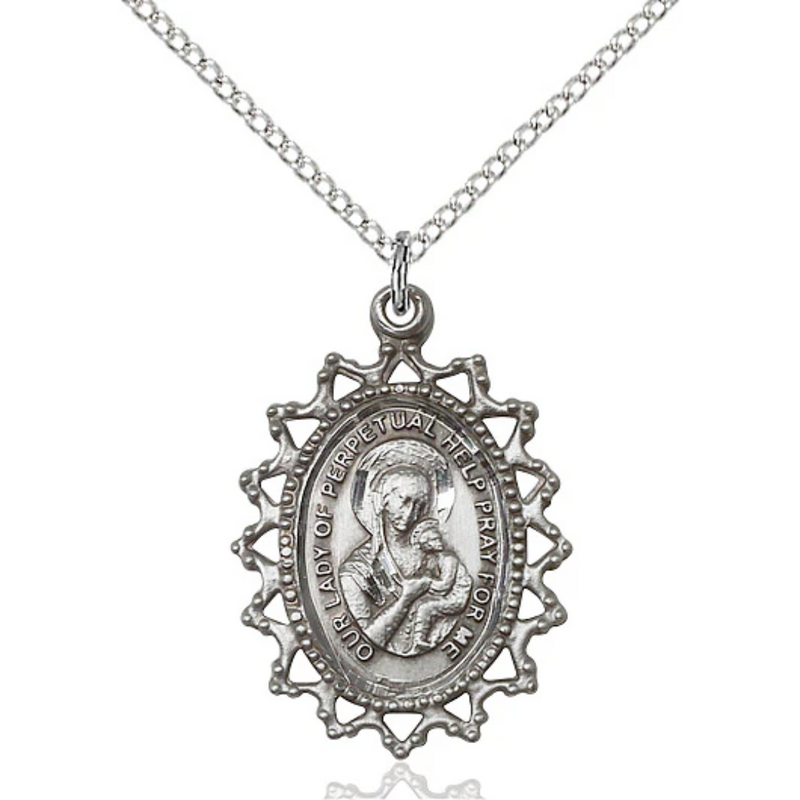 Our Lady of Perpetual Help Medal Sterling Silver 18"