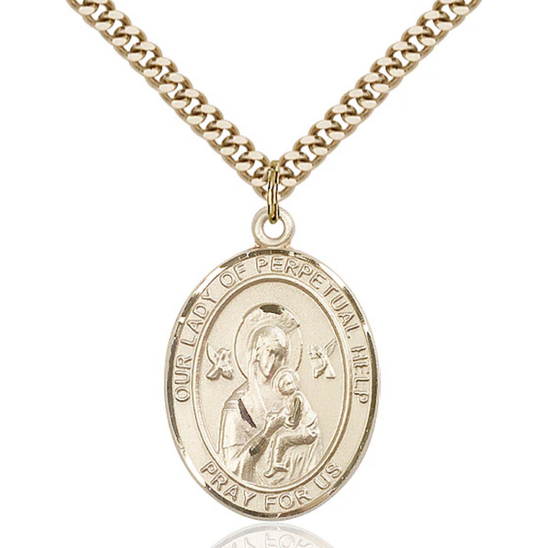Our Lady of Perpetual Help Necklace Gold Filled 24"