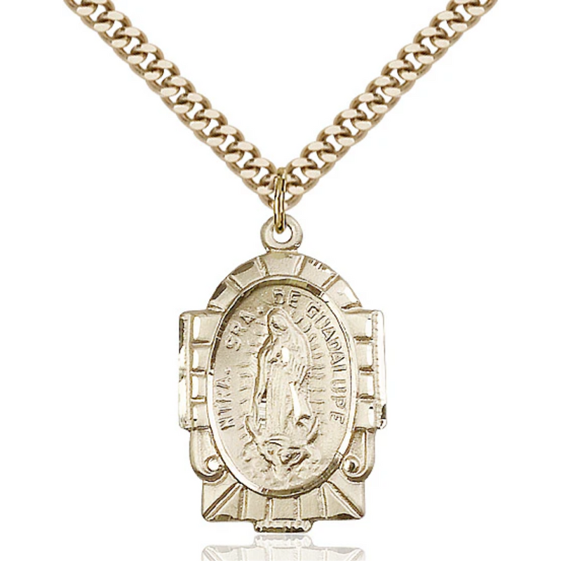 Our Lady of Guadalupe Medal Gold Filled 24"