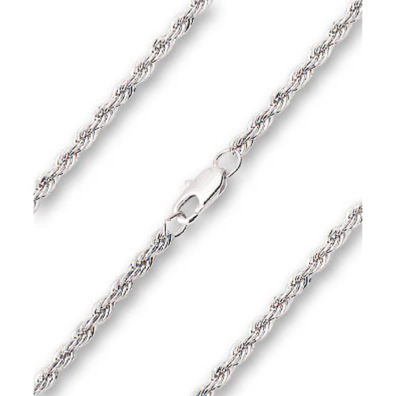 Rhodium French Rope 20" Chain