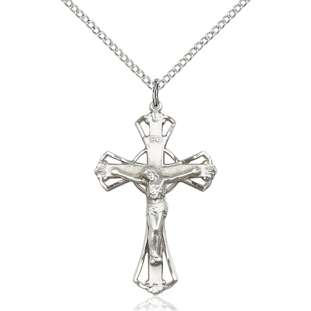 Crucifix Necklace Sterling Silver 18"