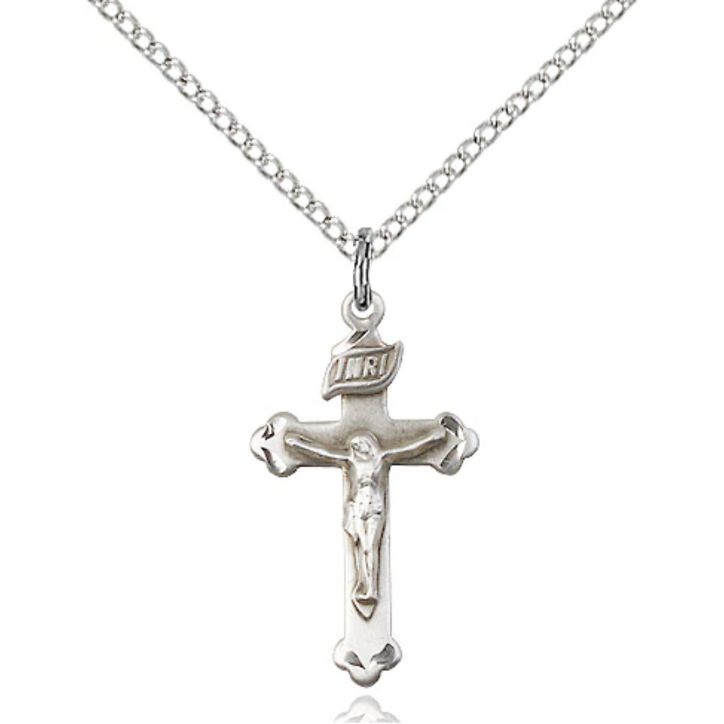 Crucifix Necklace Sterling Silver 18"
