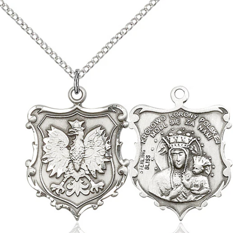 Our Lady of Czestochowa Necklace Sterling Silver 18"