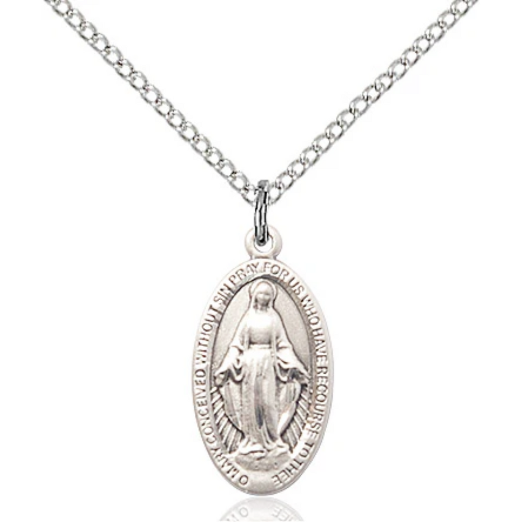 Miraculous Medal Sterling Silver 18"