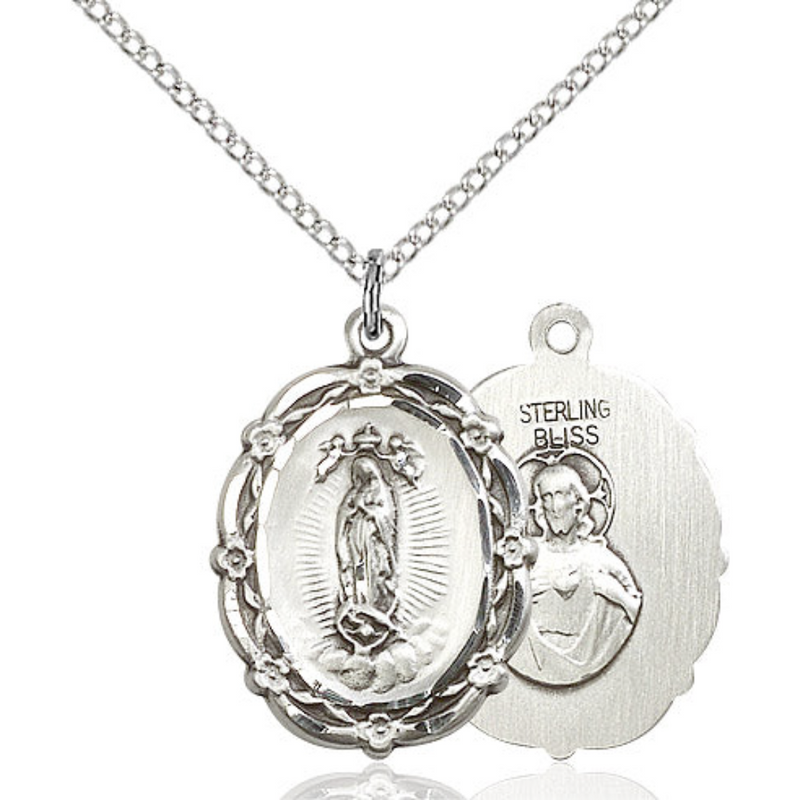 Our Lady of Guadalupe Necklace Sterling Silver 18"