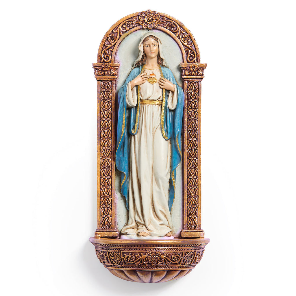 Immaculate Heart Holy Water Font 7"H